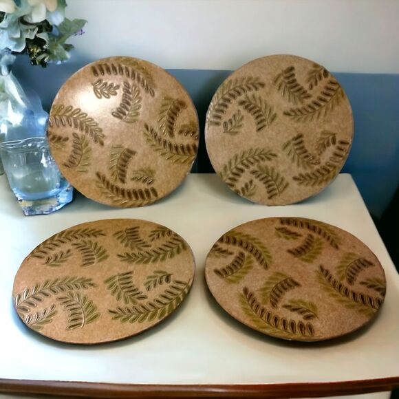 Fern Leaf Round Placemats x 4 PINO Fine Paper Creations Tropical Textured Beach. - Picture 14 of 16
